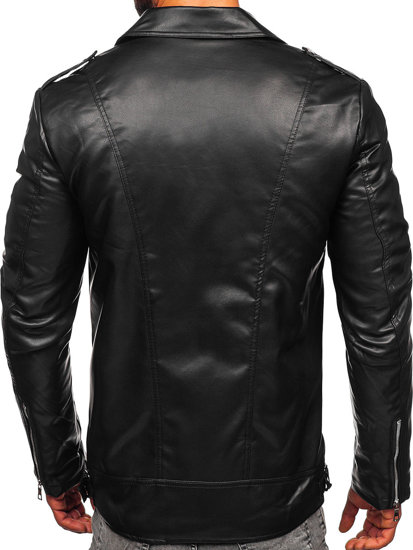 Bolf Herren Kunstlederjacke Biker Schwarz  11Z8014