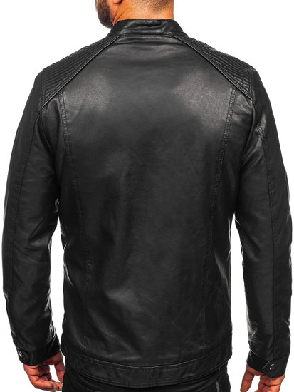 Bolf Herren Kunstlederjacke Biker Warm Gefüttert Schwarz  92532