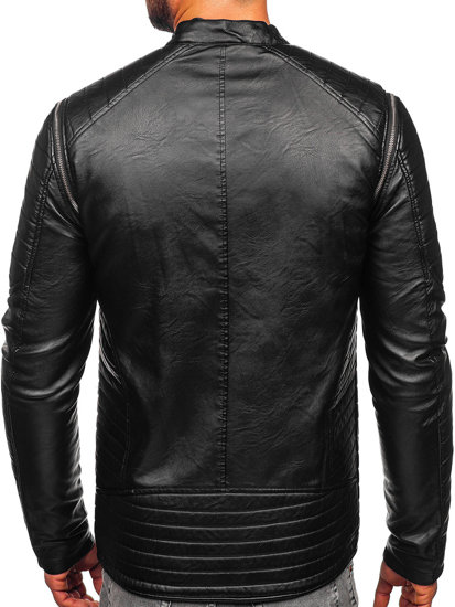 Bolf Herren Kunstlederjacke Biker mit abnehmbaren Ärmeln Schwarz  11Z8011