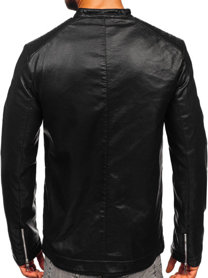 Bolf Herren Kunstlederjacke Bikerjacke Schwarz 11Z8021