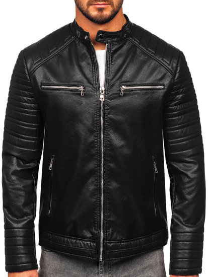 Bolf Herren Kunstlederjacke Bikerjacke Schwarz 11Z8023