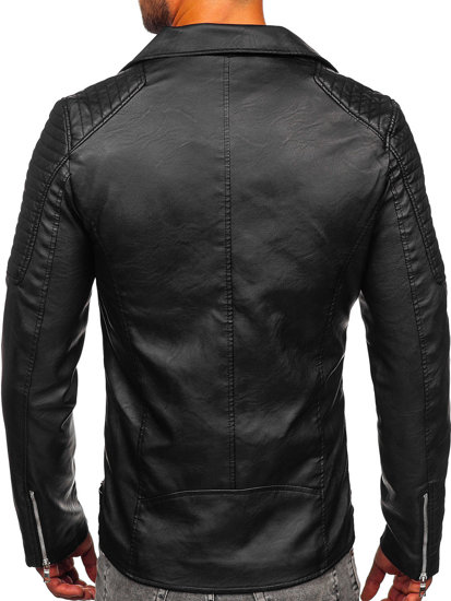 Bolf Herren Kunstlederjacke Bikerjacke Schwarz 11Z8026