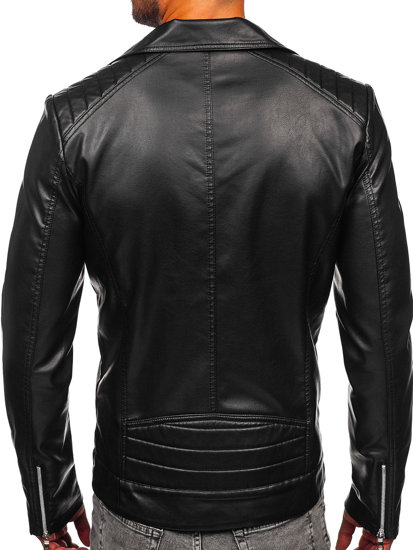 Bolf Herren Kunstlederjacke Bikerjacke Schwarz 11Z8056