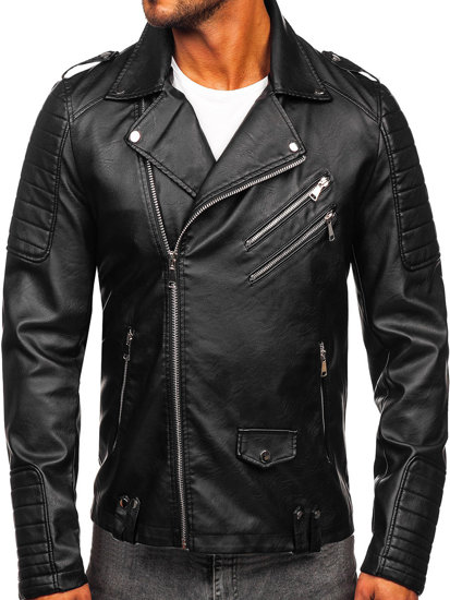 Bolf Herren Kunstlederjacke Bikerjacke Schwarz 11Z8065