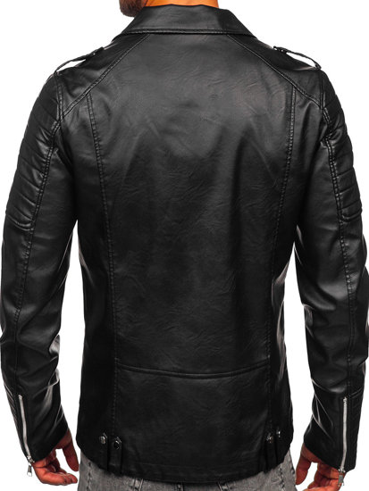 Bolf Herren Kunstlederjacke Bikerjacke Schwarz 11Z8065