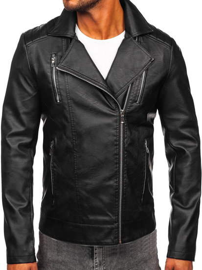 Bolf Herren Kunstlederjacke Bikerjacke Schwarz 11Z8067