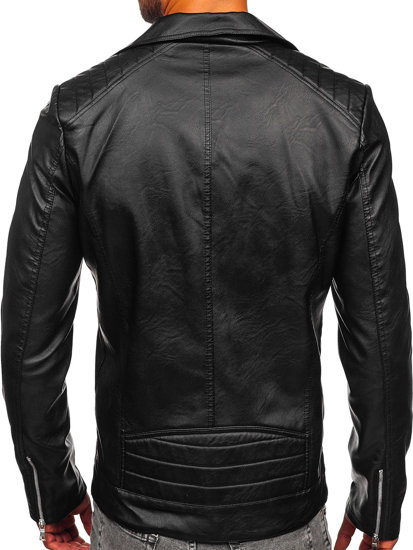 Bolf Herren Kunstlederjacke Bikerjacke Schwarz 11Z8067