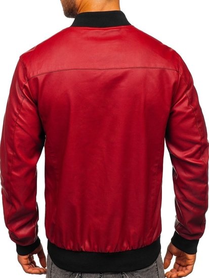 Bolf Herren Kunstlederjacke Bomberjacke Rot  1147