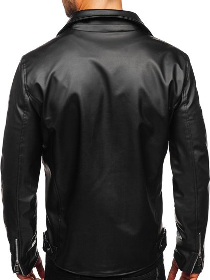 Bolf Herren Kunstlederjacke Schwarz  0006