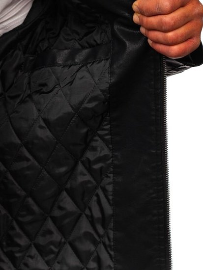 Bolf Herren Kunstlederjacke Schwarz  1108