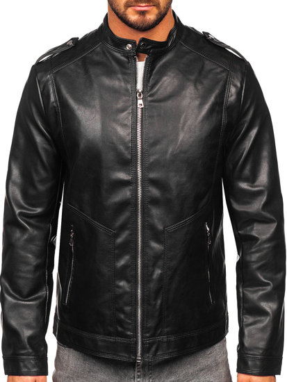 Bolf Herren Kunstlederjacke Schwarz 11Z8020