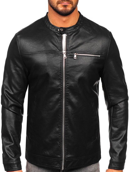 Bolf Herren Kunstlederjacke Schwarz 11Z8025