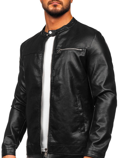 Bolf Herren Kunstlederjacke Schwarz 11Z8025