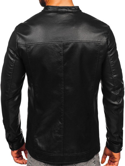 Bolf Herren Kunstlederjacke Schwarz 11Z8025