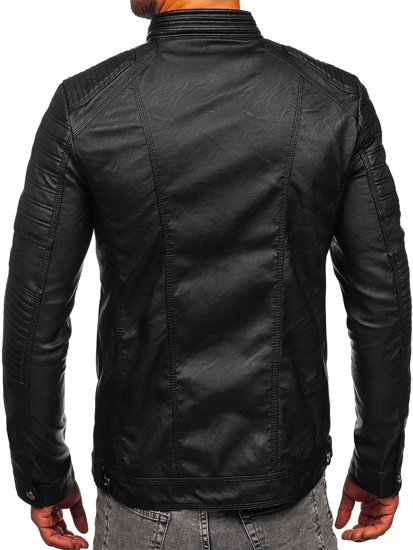 Bolf Herren Kunstlederjacke Schwarz  11Z8055