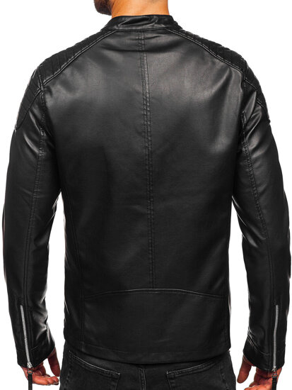 Bolf Herren Kunstlederjacke Schwarz  11Z8057