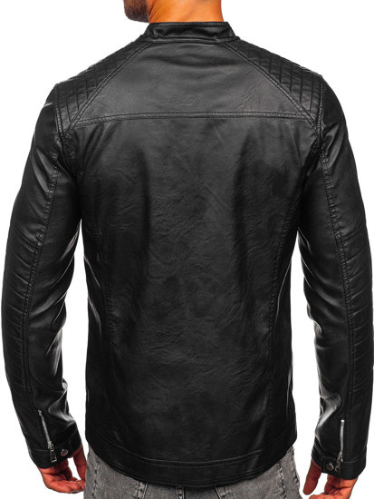 Bolf Herren Kunstlederjacke Schwarz  11Z8066