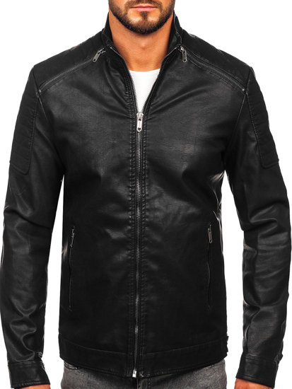 Bolf Herren Kunstlederjacke Schwarz  EX229