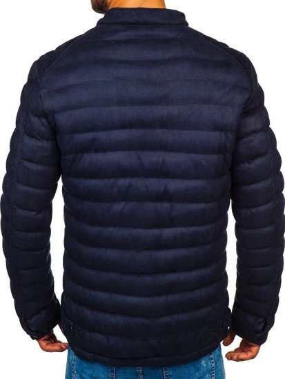 Bolf Herren Kunstlederjacke Übergangsjacke Dunkelblau  5586