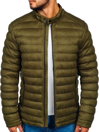 Bolf Herren Kunstlederjacke Übergangsjacke Khaki  5586