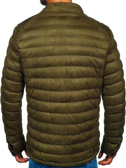 Bolf Herren Kunstlederjacke Übergangsjacke Khaki  5586