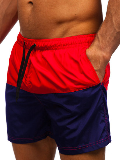 Bolf Herren Kurze Badehose Badeshorts Rot-Dunkelblau  HM062