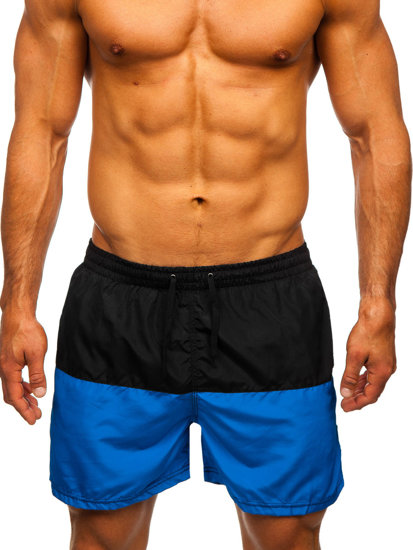 Bolf Herren Kurze Badehose Badeshorts Schwarz-Blau  HM060