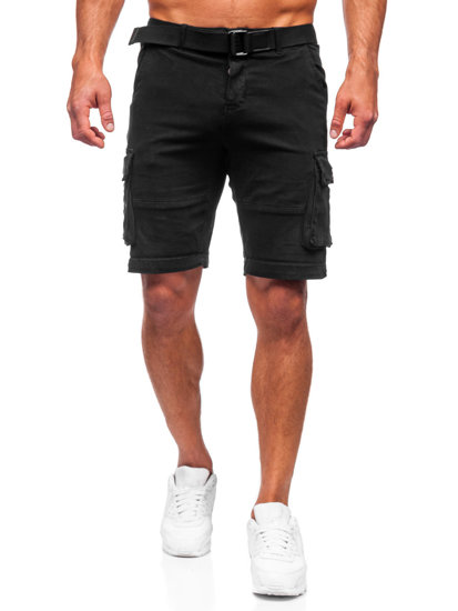 Bolf Herren Kurze Cargohose mit Gürtel Schwarz MP0109NA