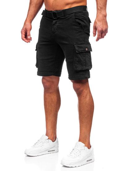 Bolf Herren Kurze Cargohose mit Gürtel Schwarz MP0109NA