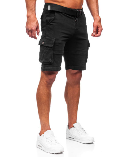 Bolf Herren Kurze Cargohose mit Gürtel Schwarz MP0109NA