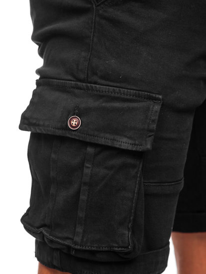 Bolf Herren Kurze Cargohose mit Gürtel Schwarz MP0109NA