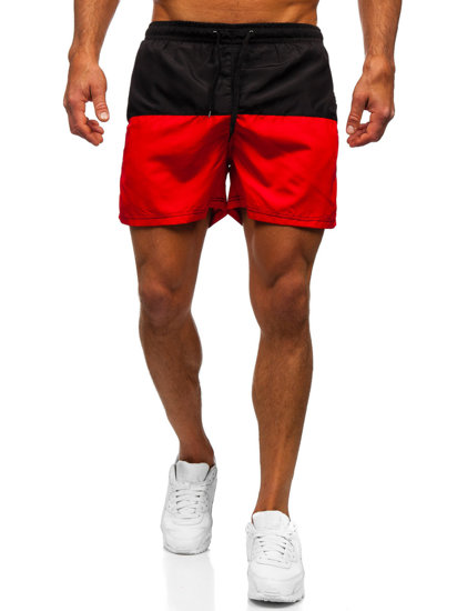 Bolf Herren Kurze Hose Badeshorts Schwarz-Rot HM058