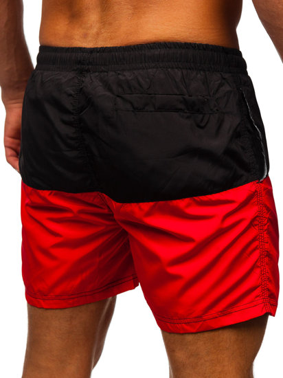 Bolf Herren Kurze Hose Badeshorts Schwarz-Rot HM058