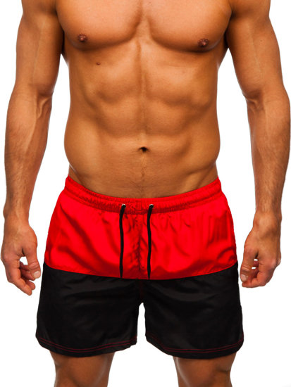 Bolf Herren Kurze Hose Badeshorts Schwarz-Rot HM067