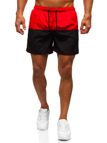 Bolf Herren Kurze Hose Badeshorts Schwarz-Rot HM067