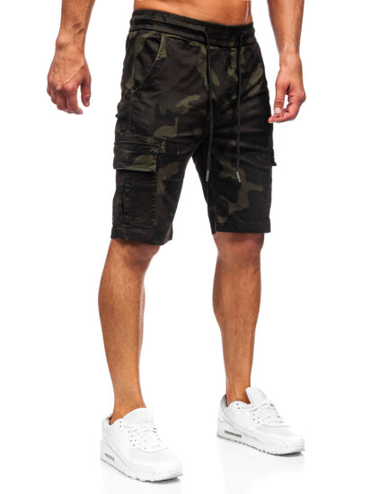 Bolf Herren Kurze Hose Cargoshorts Camo Dunkalgrün A-296