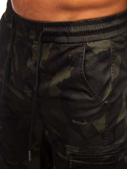 Bolf Herren Kurze Hose Cargoshorts Camo Dunkalgrün A-296