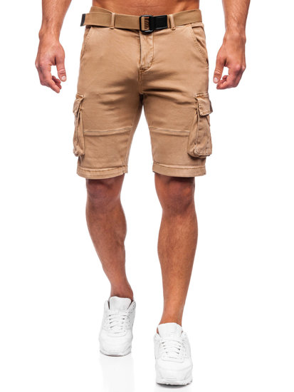 Bolf Herren Kurze Hose Cargoshorts mit Gürtel Camel MP0109K