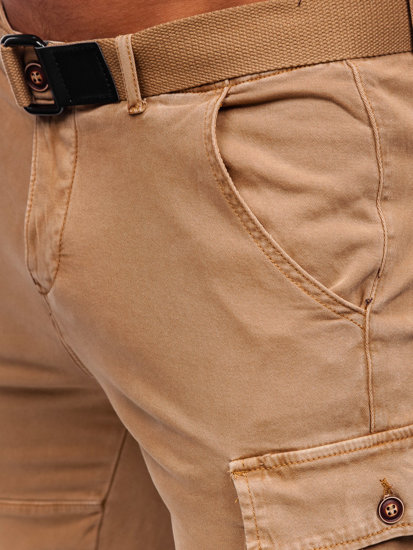 Bolf Herren Kurze Hose Cargoshorts mit Gürtel Camel MP0109K