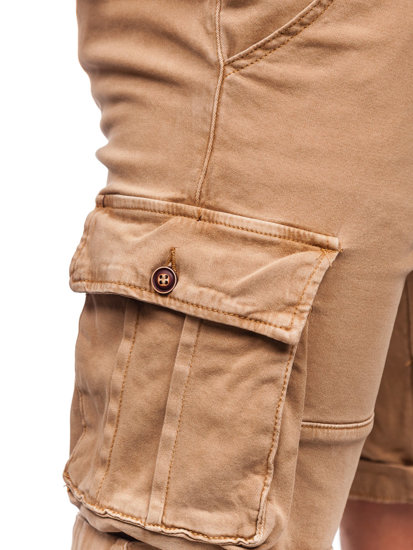 Bolf Herren Kurze Hose Cargoshorts mit Gürtel Camel MP0109K