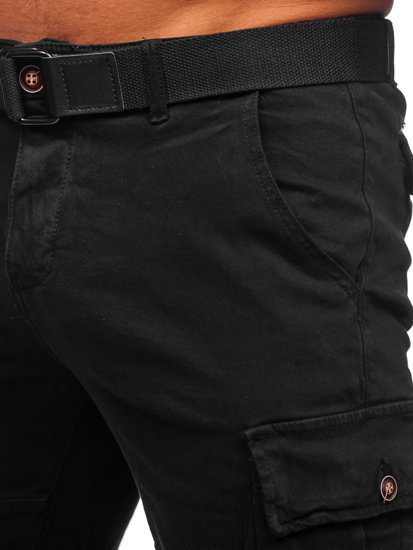 Bolf Herren Kurze Hose Cargoshorts mit Gürtel Schwarz MP0109N