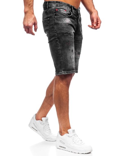 Bolf Herren Kurze Hose Jeansshorts Schwarz  3011