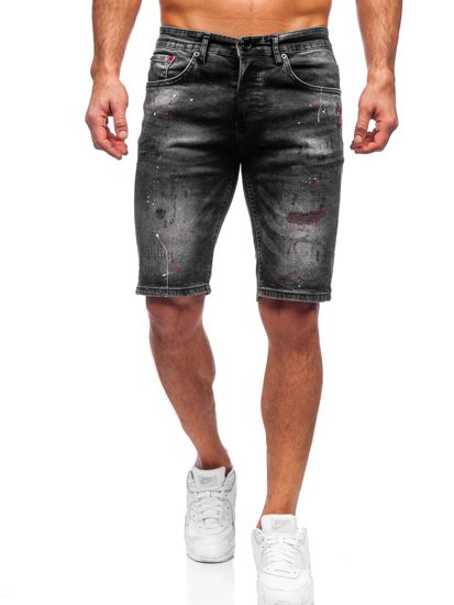 Bolf Herren Kurze Hose Jeansshorts Schwarz  3011