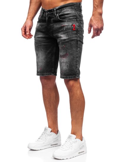 Bolf Herren Kurze Hose Jeansshorts Schwarz  3011