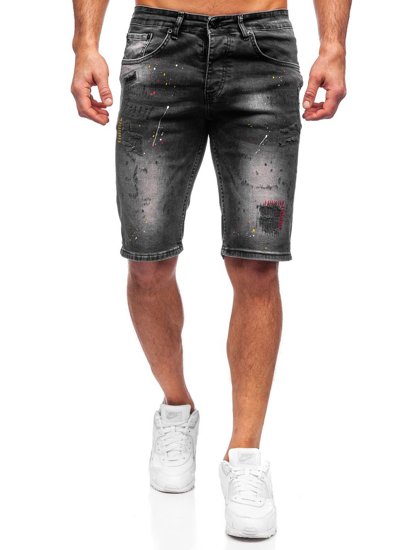 Bolf Herren Kurze Hose Jeansshorts Schwarz  3014