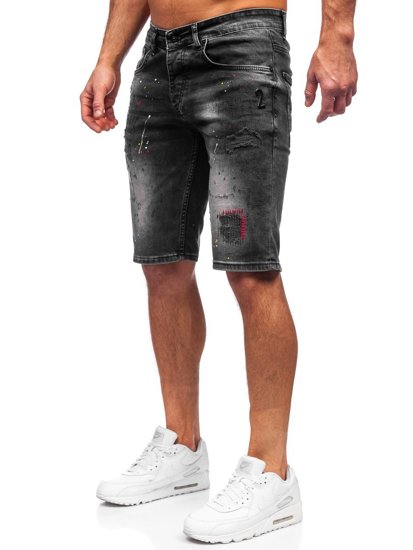 Bolf Herren Kurze Hose Jeansshorts Schwarz  3014