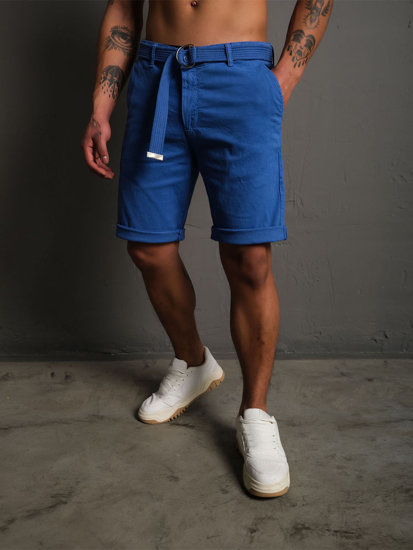 Bolf Herren Kurze Hose Shorts mit Gürtel Blau  0010