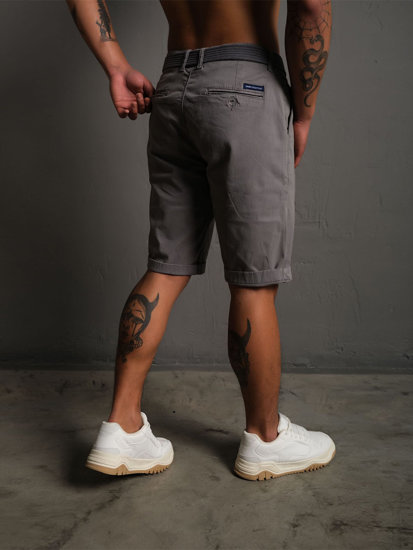 Bolf Herren Kurze Hose Shorts mit Gürtel Grau 0010