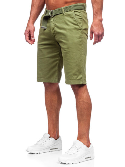 Bolf Herren Kurze Hose Shorts mit Gürtel Grün  0010