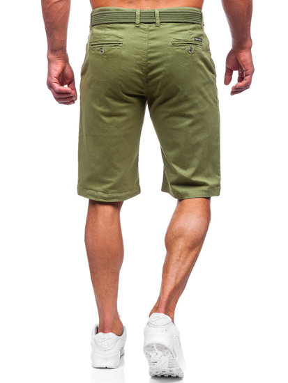 Bolf Herren Kurze Hose Shorts mit Gürtel Grün  0010